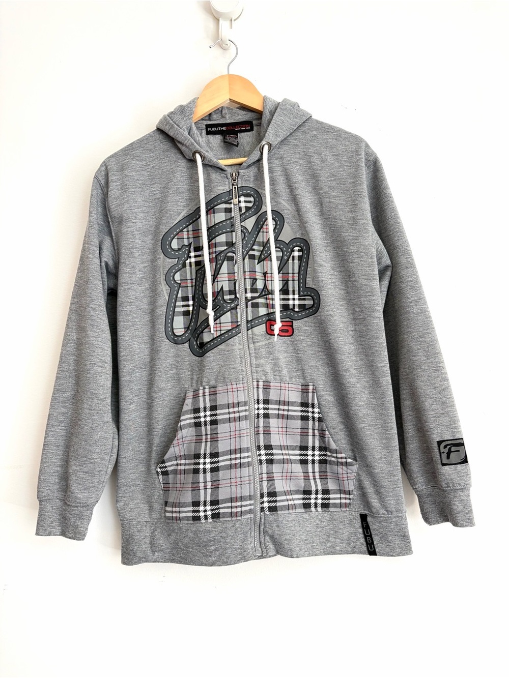 Vintage 2005 FUBU Plaid Logo Hit Zip Hoodie Y2K XL